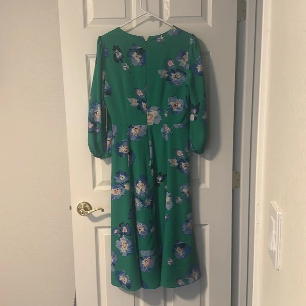 Eliza J Green Floral Wrap Midi Dress - Picture 4 of 9